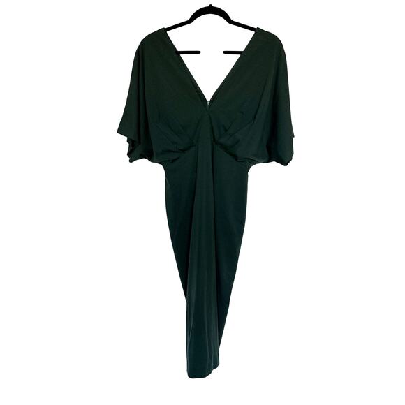 NWT Banana Republic Soraya Butterfly Sleeve Midi Dress in Hunter Green, 10 - Picture 1 of 8